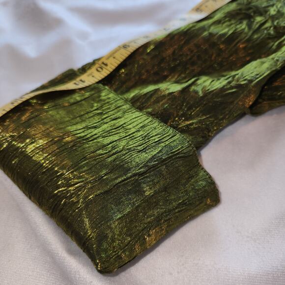 Vintage MSK Metallic Green Crushed Satin Blouse XL - Picture 7 of 14